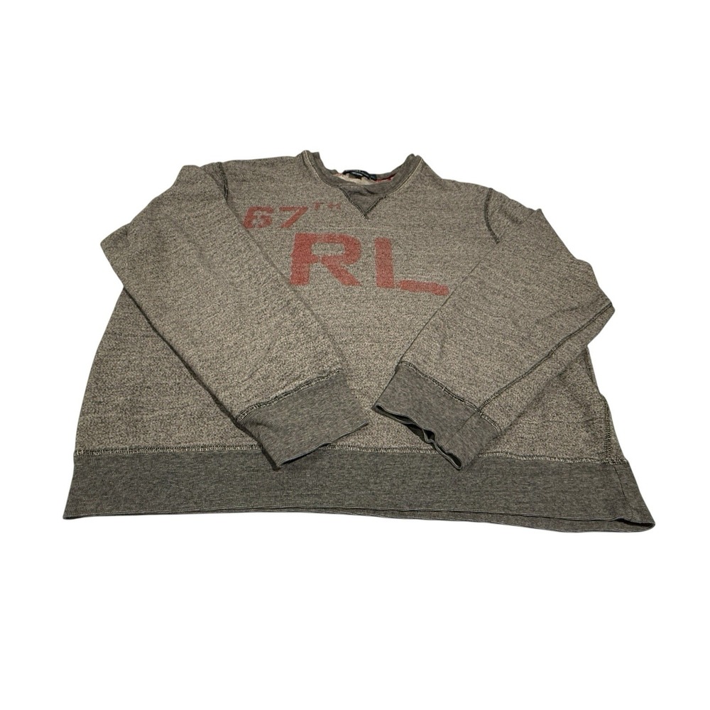 vintage polo ralph lauren Men’s Heather Gray ‘67th RL’ Fleece Sweatshirt Size XL